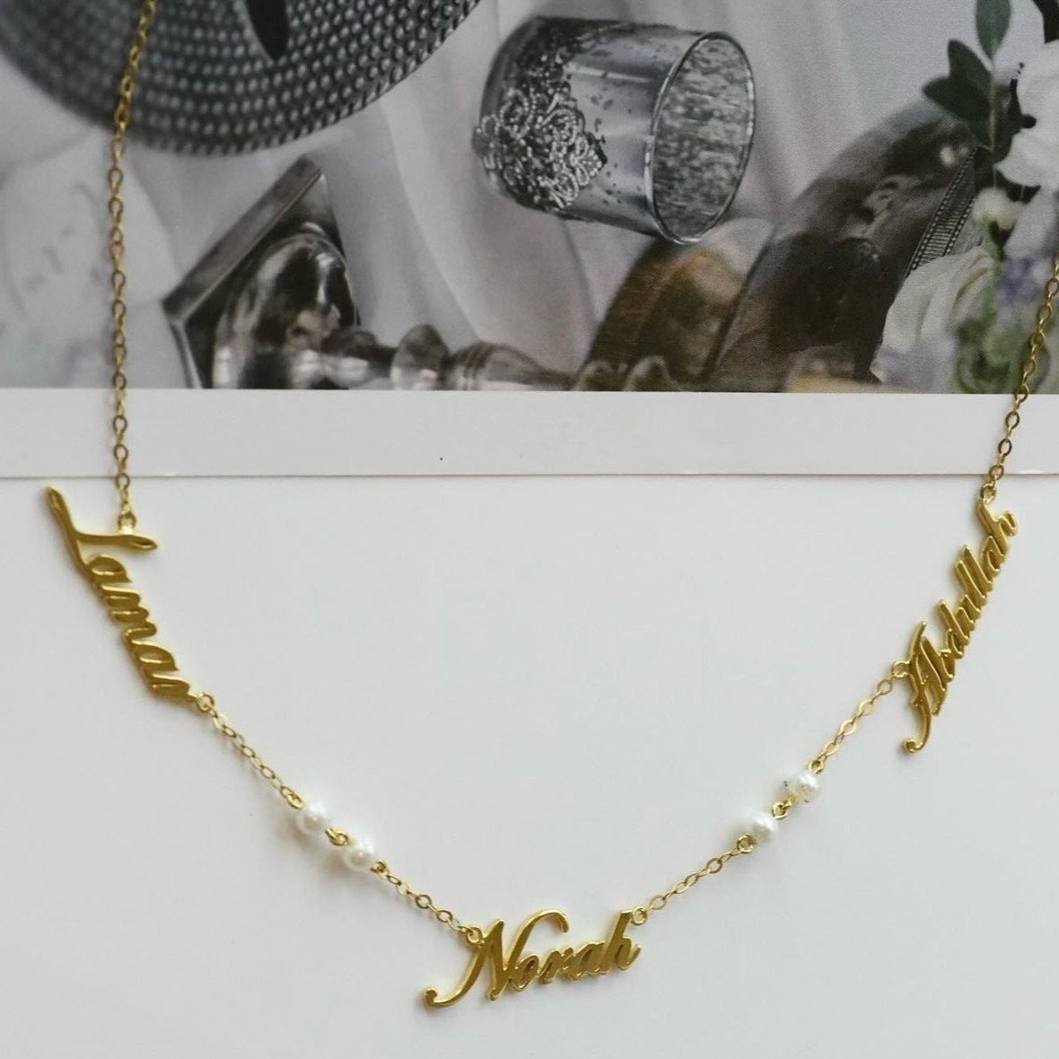 سلسال 3 اسماء مطلي ذهب